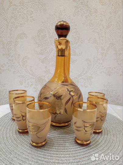 Набор для крепких напитков. Богемия.Чехия.Винтаж