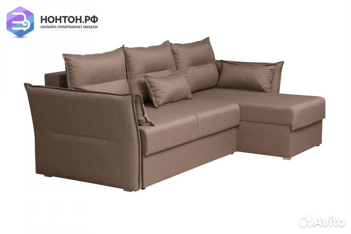 Диван угловой еврокнижка Бруклин светло-коричневый