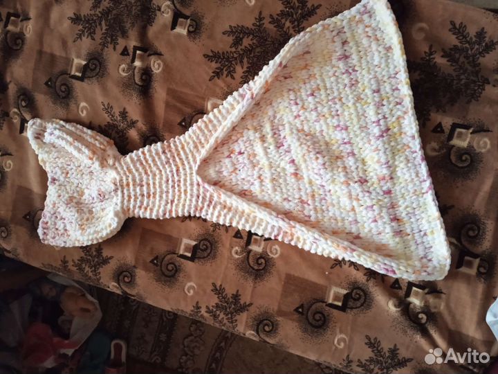 Эксклюзив. плюшевый плед-110-70, хвост русалки