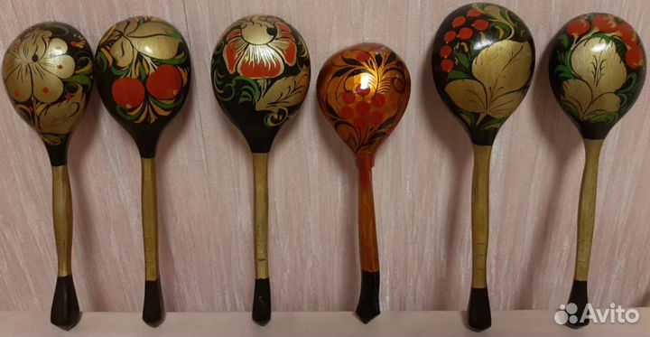 Деревянные ложки хохлома СССР ручная роспись