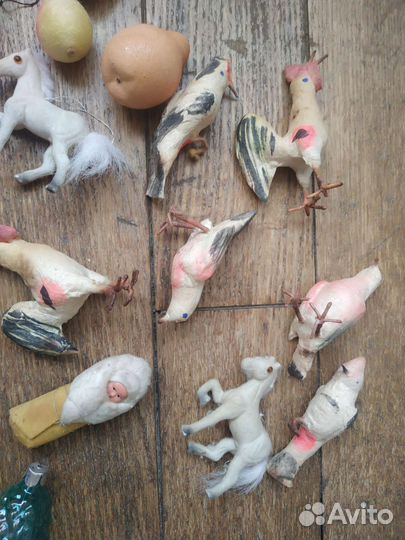 Ёлочные игрушки СССР, ватные, папье-маше