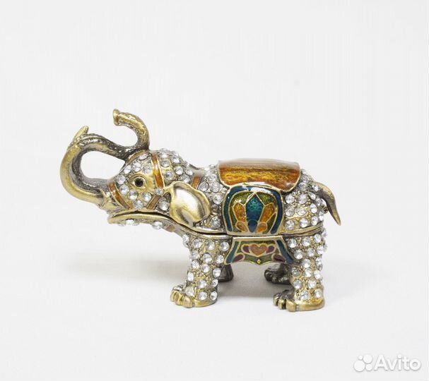 Шкатулка для украшений Слон, металл, высота 6,3 см