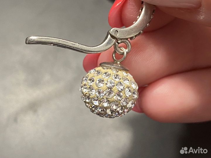 Серьги серебро со стразами Сваровски Swarovski