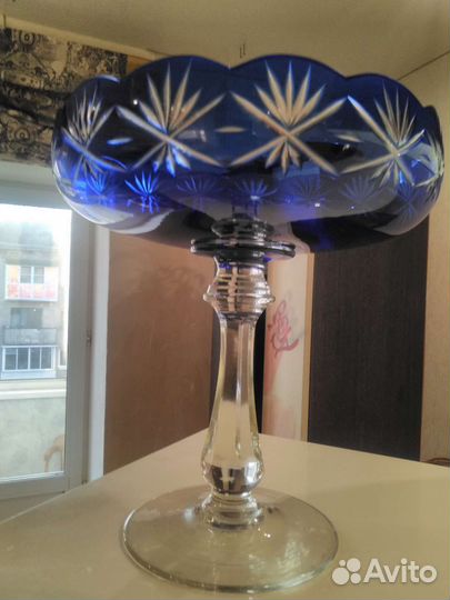 Цветной двухслойный хрусталь.Кобальтовый шик