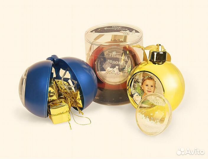 Елочный шар с рамкой и отсеком для конфет