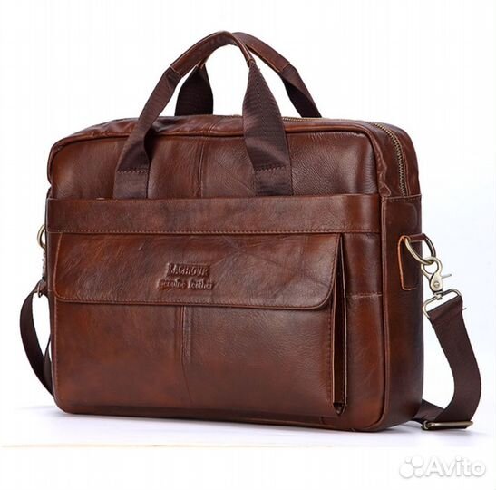Мужская кожаная сумка, цвет коричневый