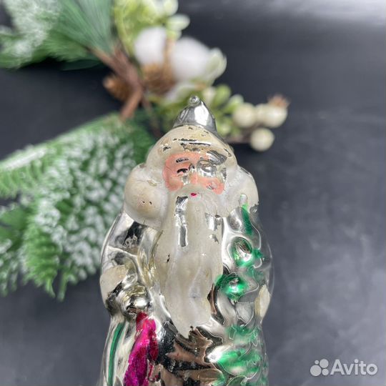 Елочная игрушка Дед Мороз с елкой на прищепке