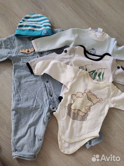 Утеплённый комбинезон+боди 74-80