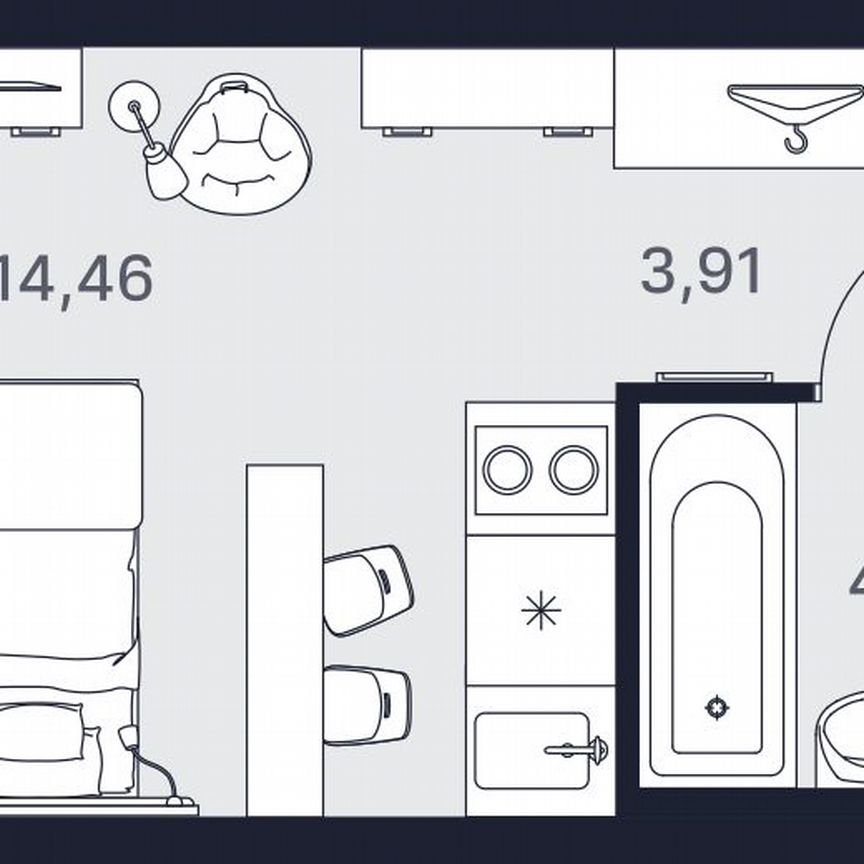 Апартаменты-студия, 22,7 м², 24/24 эт.