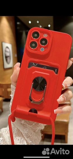 Силиконовый чехол на iPhone 14 MAX pro с ремешком