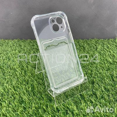 Чехол на iPhone 14 силиконовый (прозрачный) c отсе