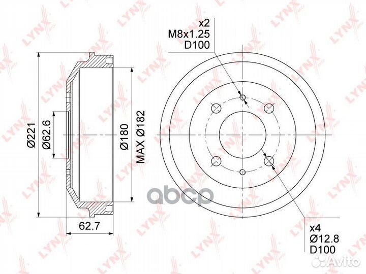 Барабан тормозной зад BM1067 lynxauto