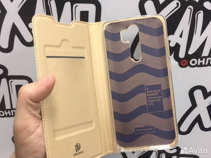 Чехол-книга на Xiaomi Redmi Note 8 Pro золотой