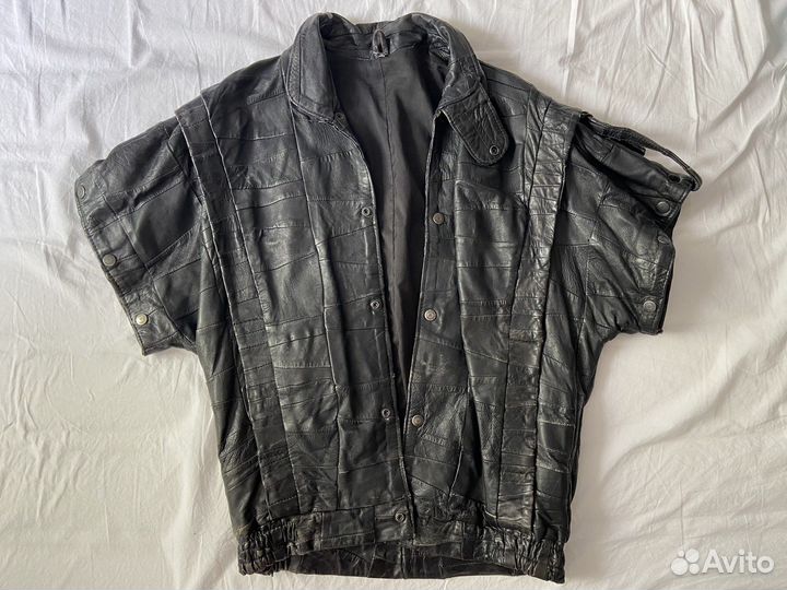Винтажный кожаный бомбер