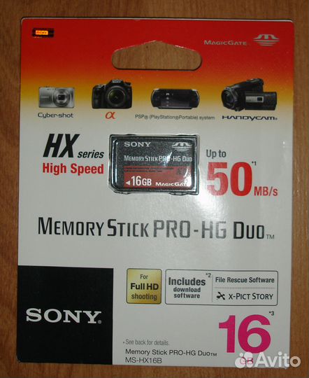 Карта памяти sony Memory Stick PRO-HG Duo 16Gb