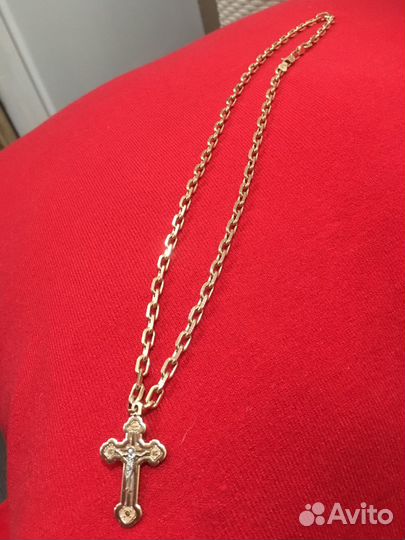 Золотая цепь якорь и крест