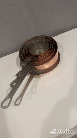 Медные сотейники и медная сковорода Франция