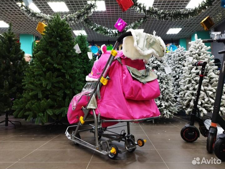 Санки Коляска Nika 7-6 с снеговиком