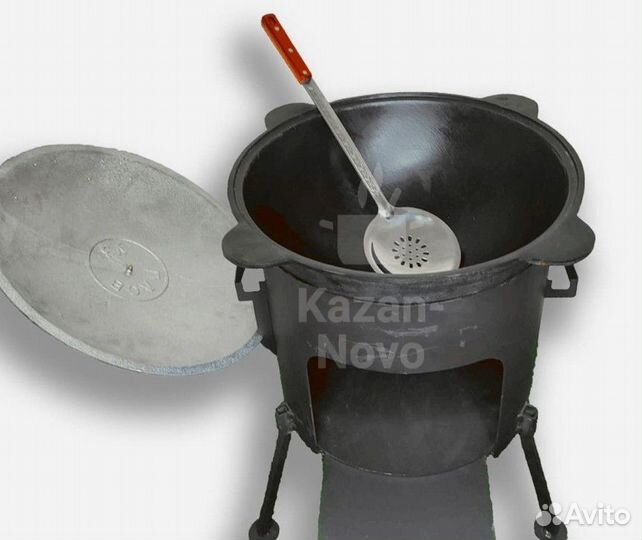 Казан чугунный 12 л с Печью и шумовкой