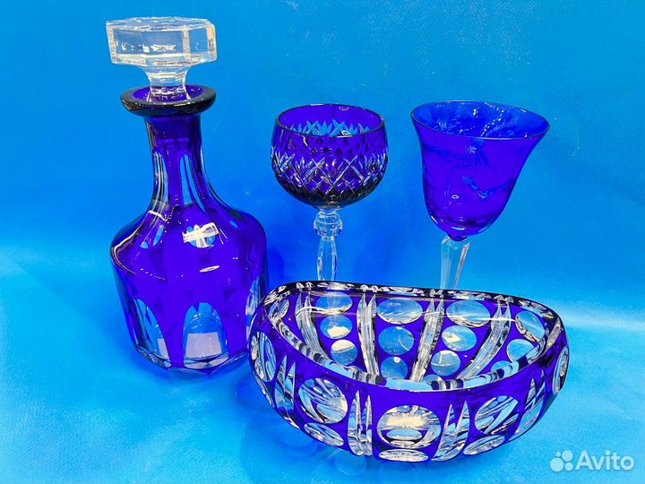 Ваза синий кобальт хрусталь 21 см Нахтман Германия