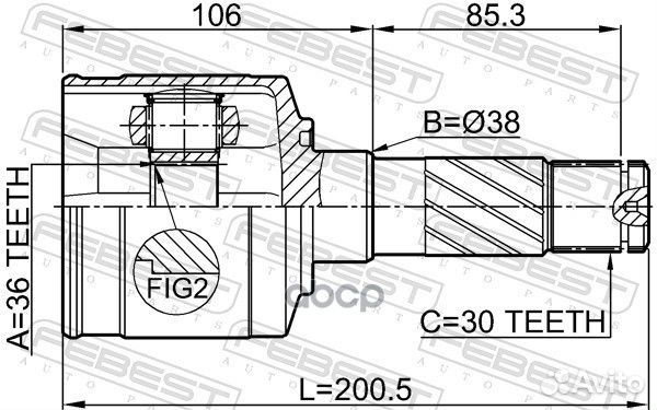 ШРУС внутренний правый 36x38x30 (mazda BT-50 20