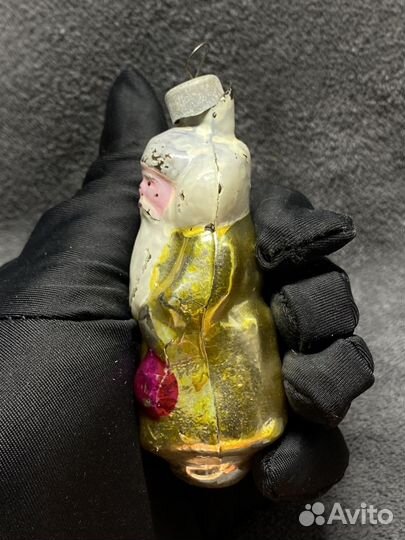 Елочная игрушка Дед Мороз подвес стекло СССР