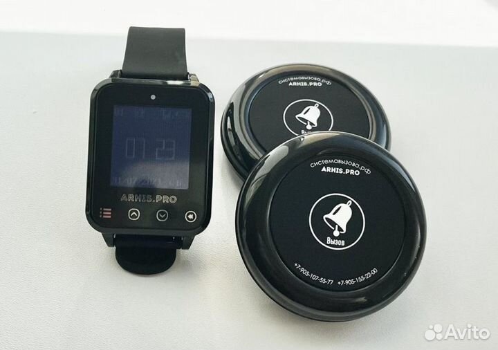 Кнопка вызова персонала влагозащищенная и часы