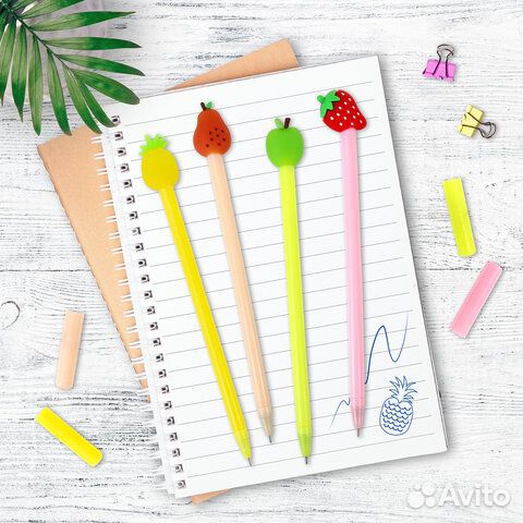 Ручка с топпером шариковая юнландия Фрукт, корпус