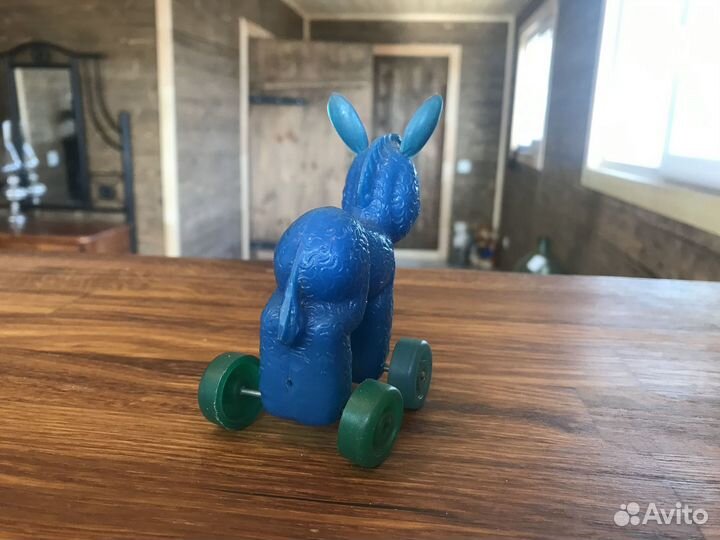 Ослик на колесиках. Игрушка СССР. Кукла СССР