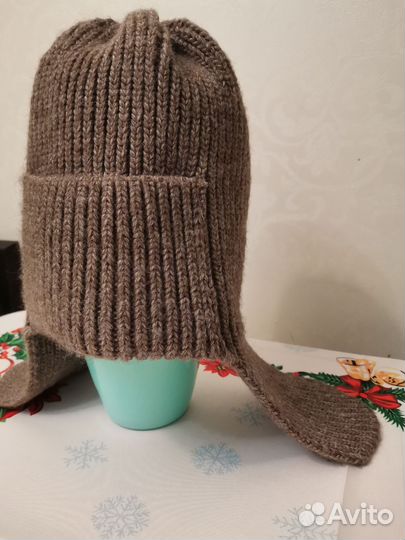 Шапка ушанка женская вязаная