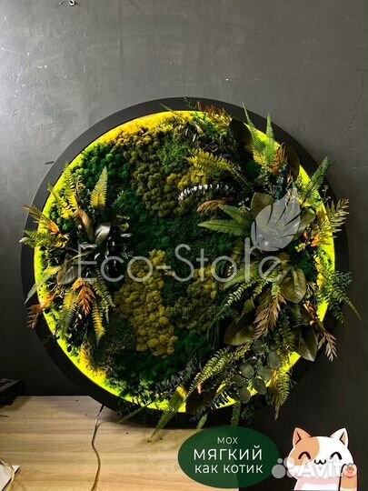 Круглое панно из стабилизированного мха