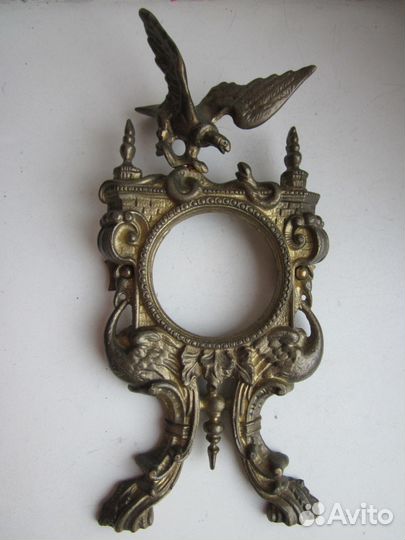 Старинная бронза Каминные часы Орёл Конь ручка