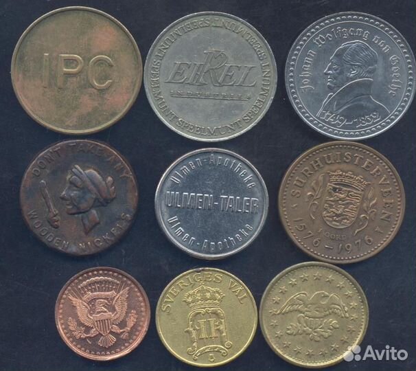 Зарубежные жетоны. Лот 9 штук