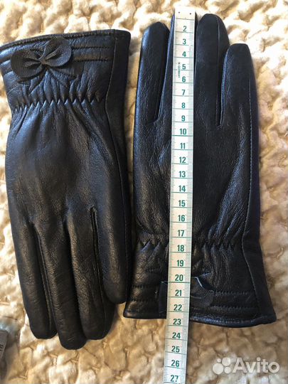 Перчатки зимние женские кожаные
