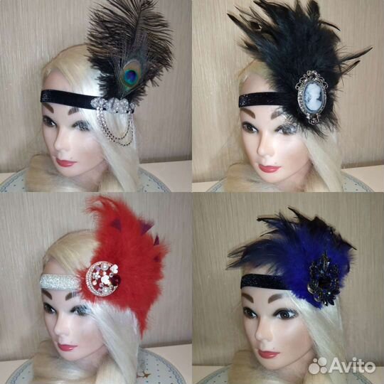 Заколки (повязки), с пером, 