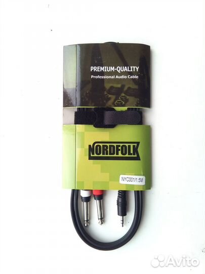 Кабель Minijack stereo - 2 Jack mono, 1,5м