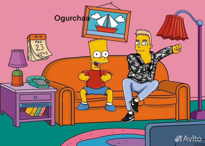 Портрет в стиле Симпсонов в подарок шарж