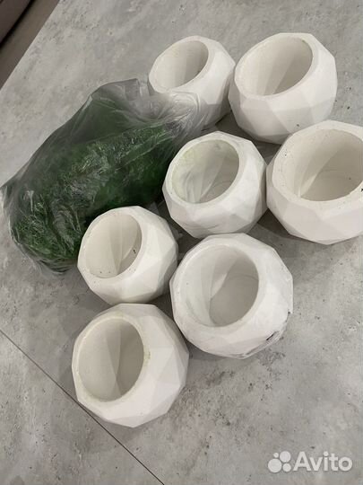 Кашпо из гипса +стабилизированный мох