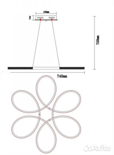 Светильник светодиодный потолочный /люстра