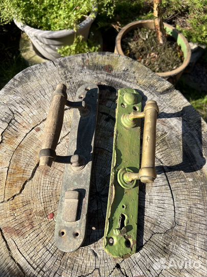 Дверная ручка старинная бронзовая латунная