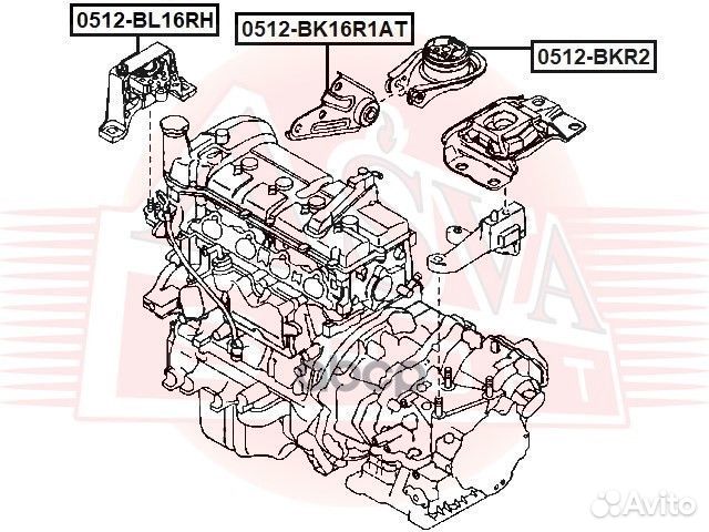 Подушка двигателя 0512-BL16RH asva