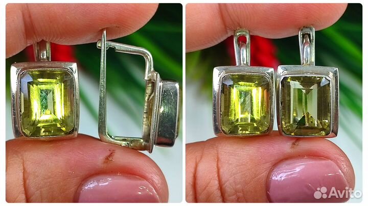Серьги с природн. цитрином 9,6ct, 6,18гр s925