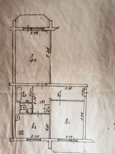 2-к. квартира, 53,9 м², 3/5 эт.