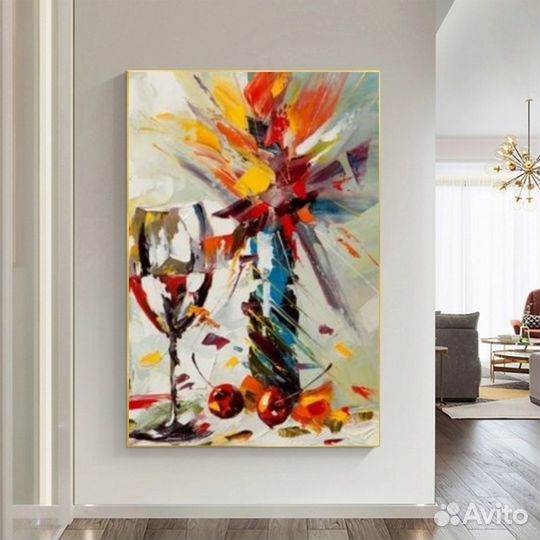 Интерьерная картина маслом абстракция примерка