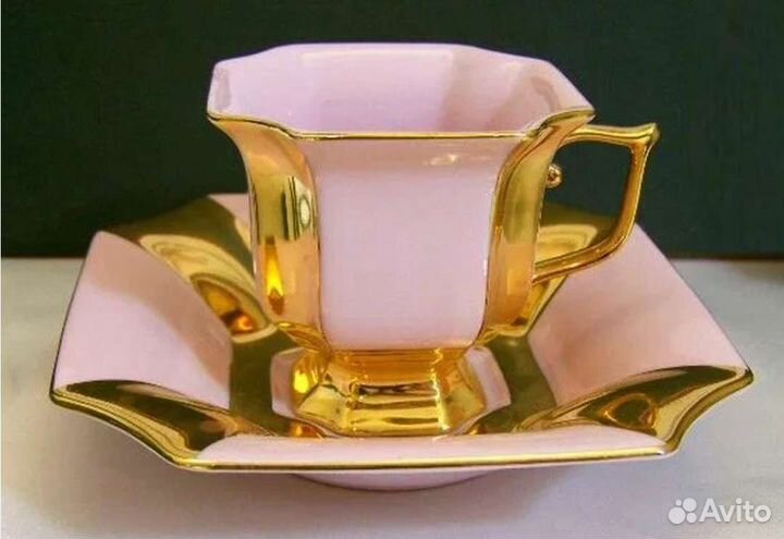 Сервиз розовый фарфор Эмпир Чехословакия