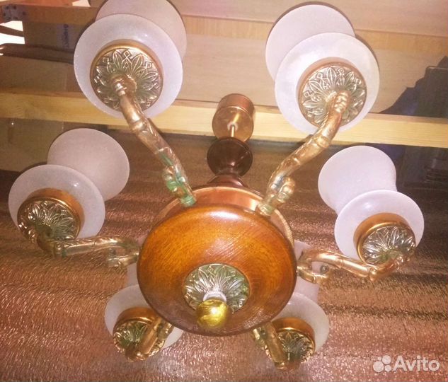 Люстра бронза с деревом 6 рожков старинная