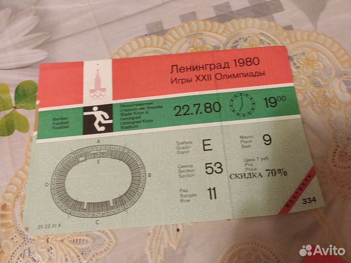 Билеты на игры Олимпиады 1980г