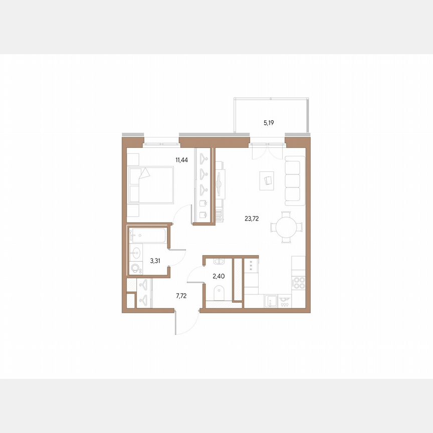 1-к. квартира, 48,6 м², 9/9 эт.