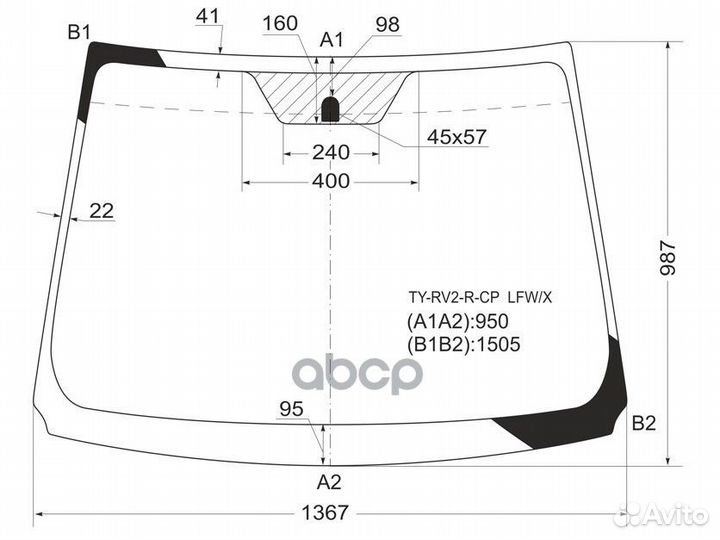 Стекло лобовое toyota wish 09-17 TY-RV2-R-CP LF