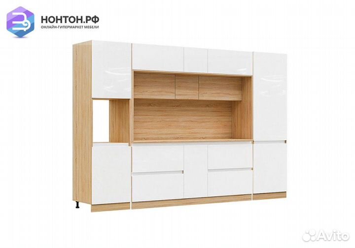 Кухня Карина №3 белый глянцевый / сонома